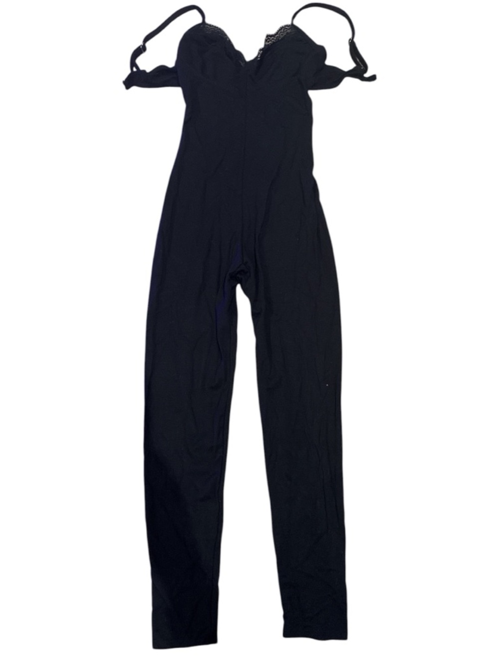 Urban Outfitters Black Lace-Trim Slim Jumpsuit